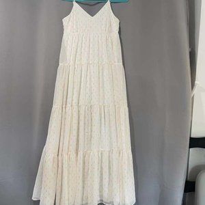 EXPRESS METALLIC TIERED MAXI DRESS